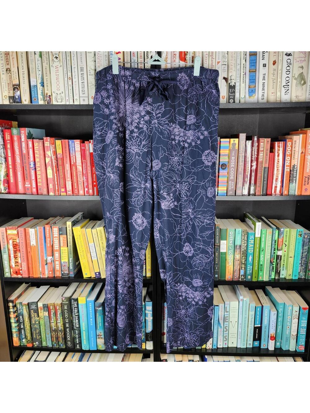 Victoria's Secret Women's Lightweight Navy Floral Pajama Pants Purple Navy XL